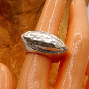 Estate Vintage Unique Modernist Textured Football Shape Modernist Ring Size 7